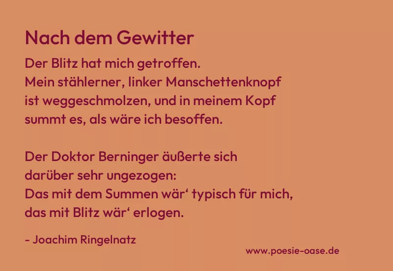 Gedicht: Nach dem Gewitter von Joachim Ringelnatz