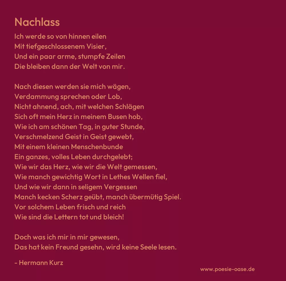 Gedicht: Nachlass von Hermann Kurz