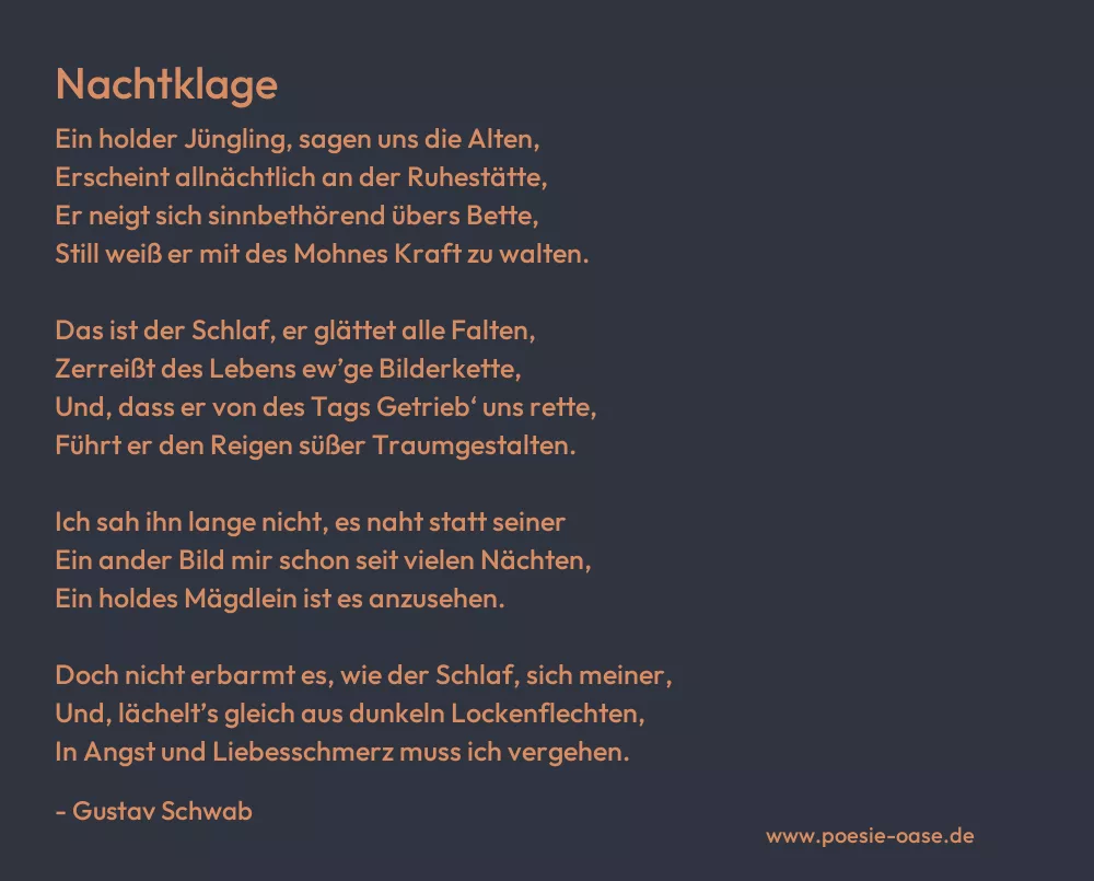 Gedicht: Nachtklage von Gustav Schwab