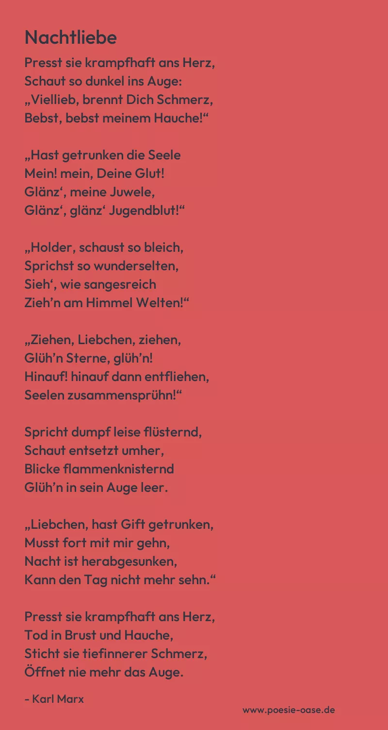 Gedicht: Nachtliebe von Karl Marx