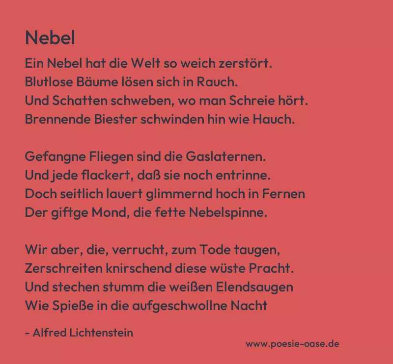 Gedicht: Nebel von Alfred Lichtenstein