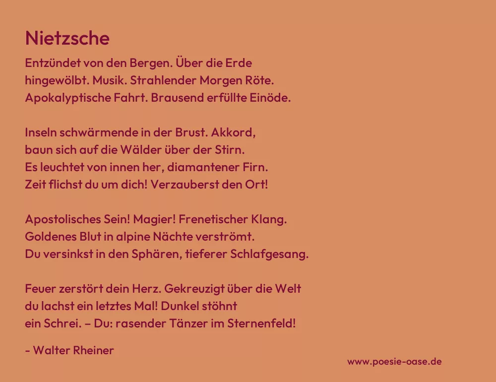 Gedicht: Nietzsche von Walter Rheiner