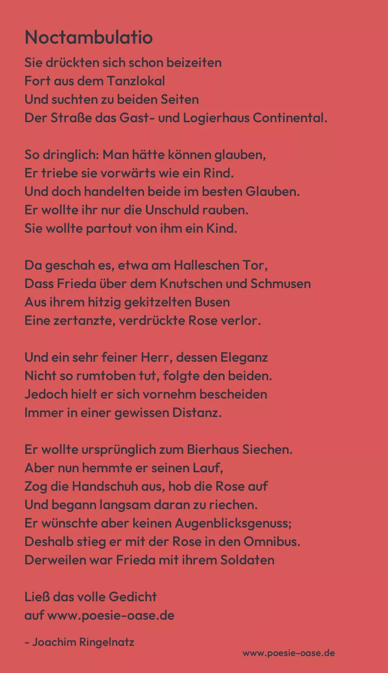Gedicht: Noctambulatio von Joachim Ringelnatz
