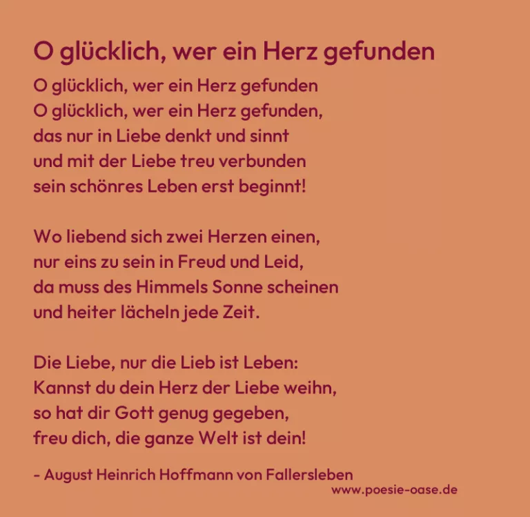 O glücklich, wer ein Herz gefunden