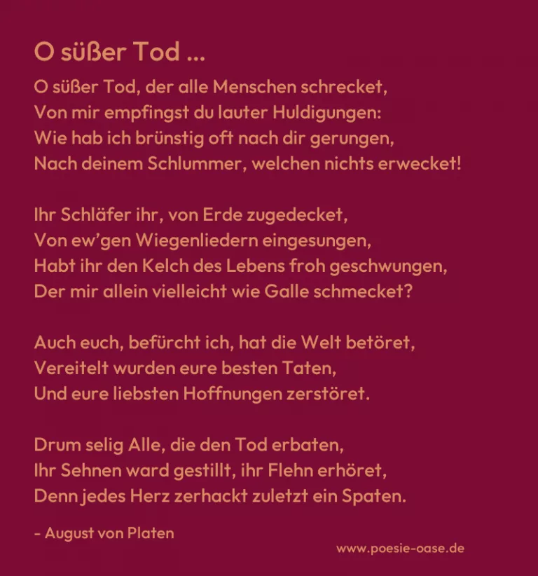 O süßer Tod …