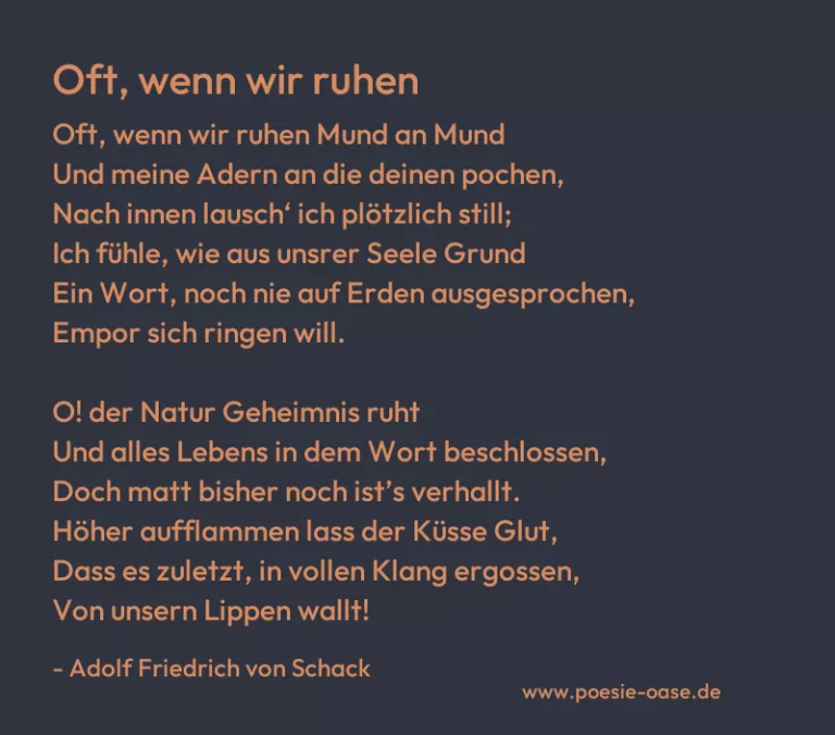 Oft, wenn wir ruhen