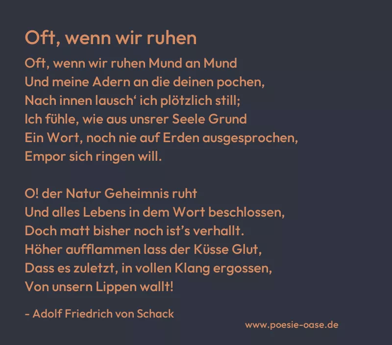 Gedicht: Oft, wenn wir ruhen von Adolf Friedrich von Schack
