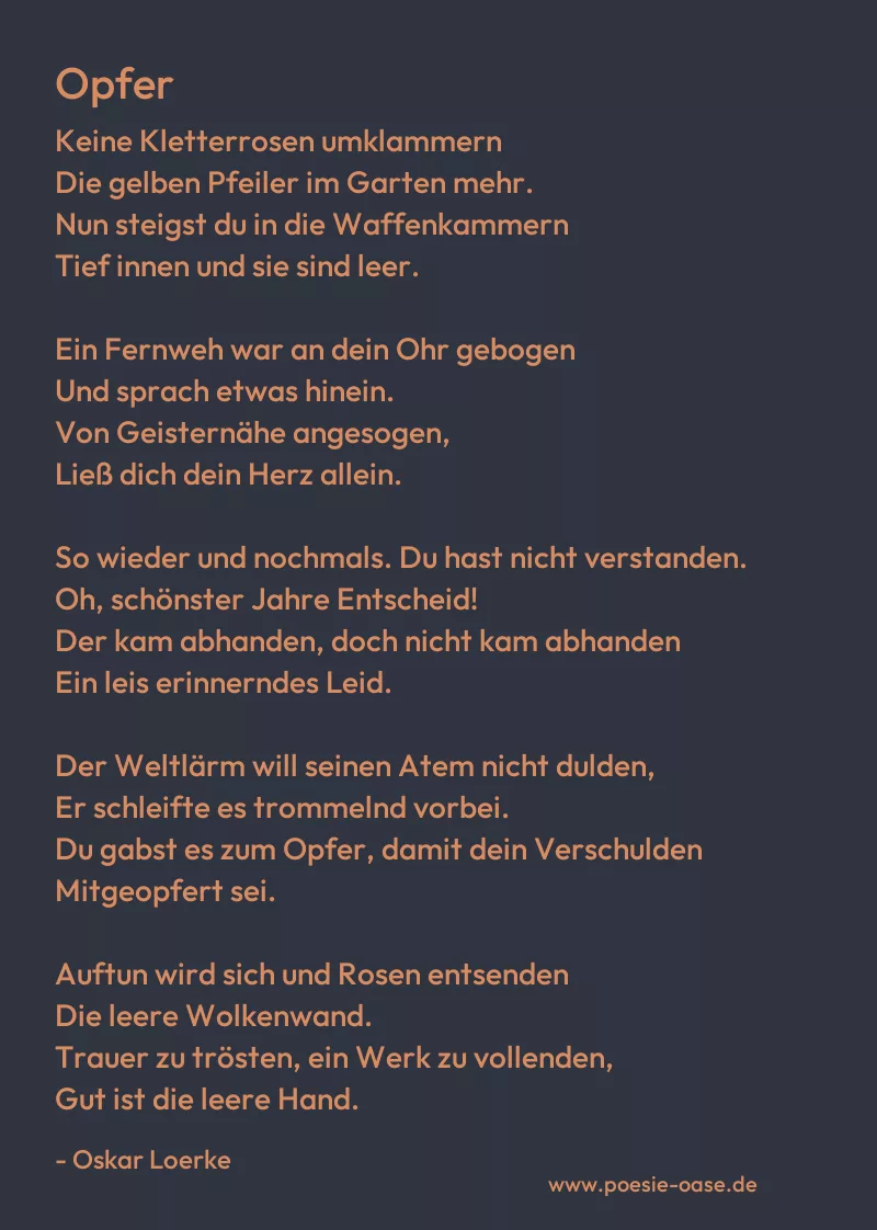 Gedicht: Opfer von Oskar Loerke