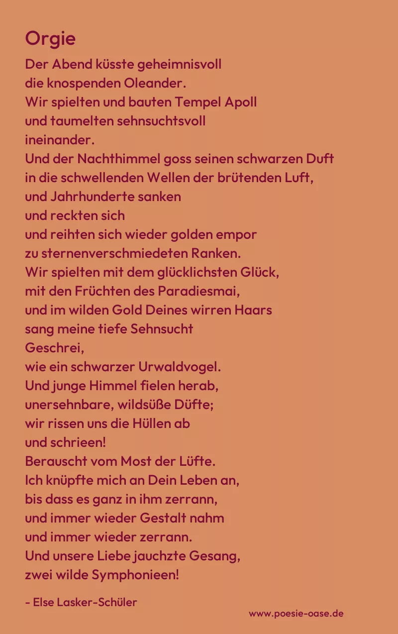 Gedicht: Orgie von Else Lasker-Schüler