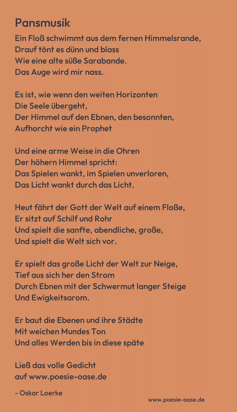 Gedicht: Pansmusik von Oskar Loerke