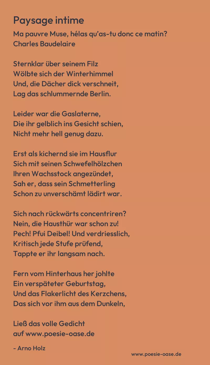 Gedicht: Paysage intime von Arno Holz