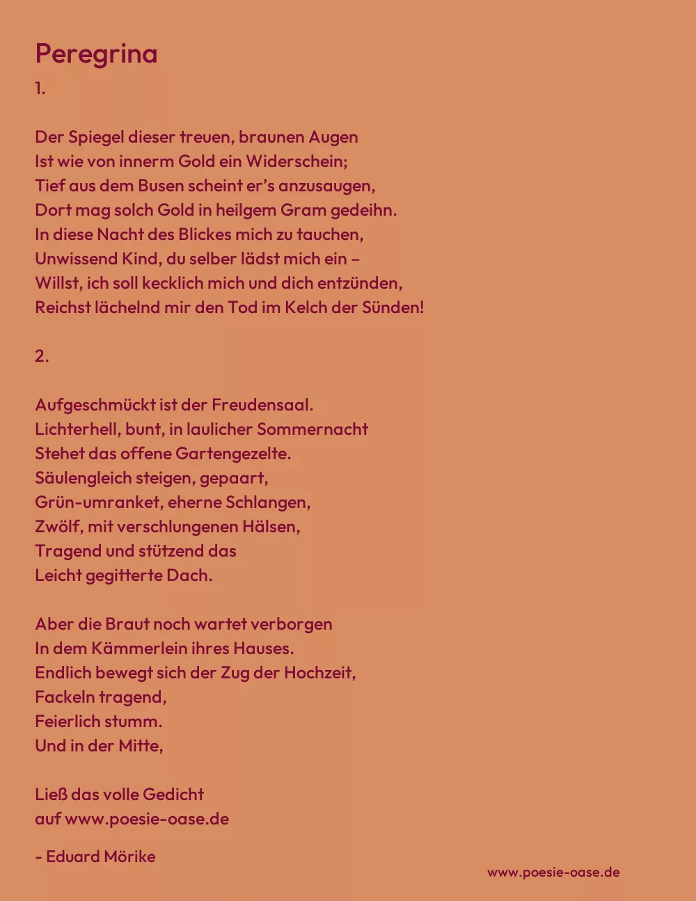 Gedicht: Peregrina von Eduard Mörike