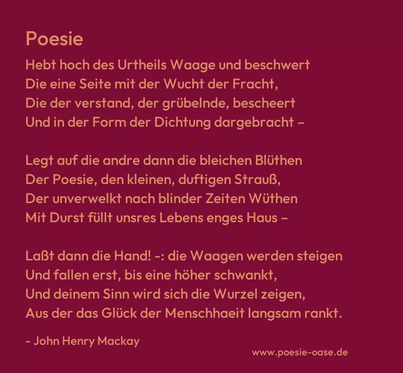 Gedicht: Poesie von John Henry Mackay