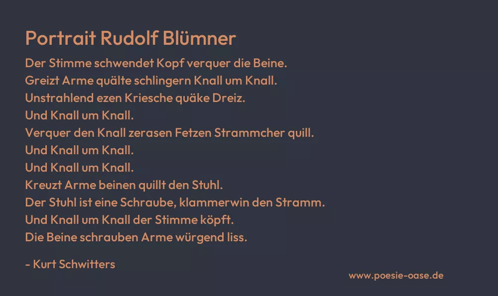 Gedicht: Portrait Rudolf Blümner von Kurt Schwitters