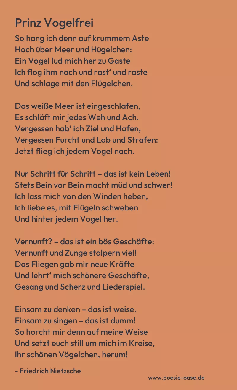 Gedicht: Prinz Vogelfrei von Friedrich Nietzsche