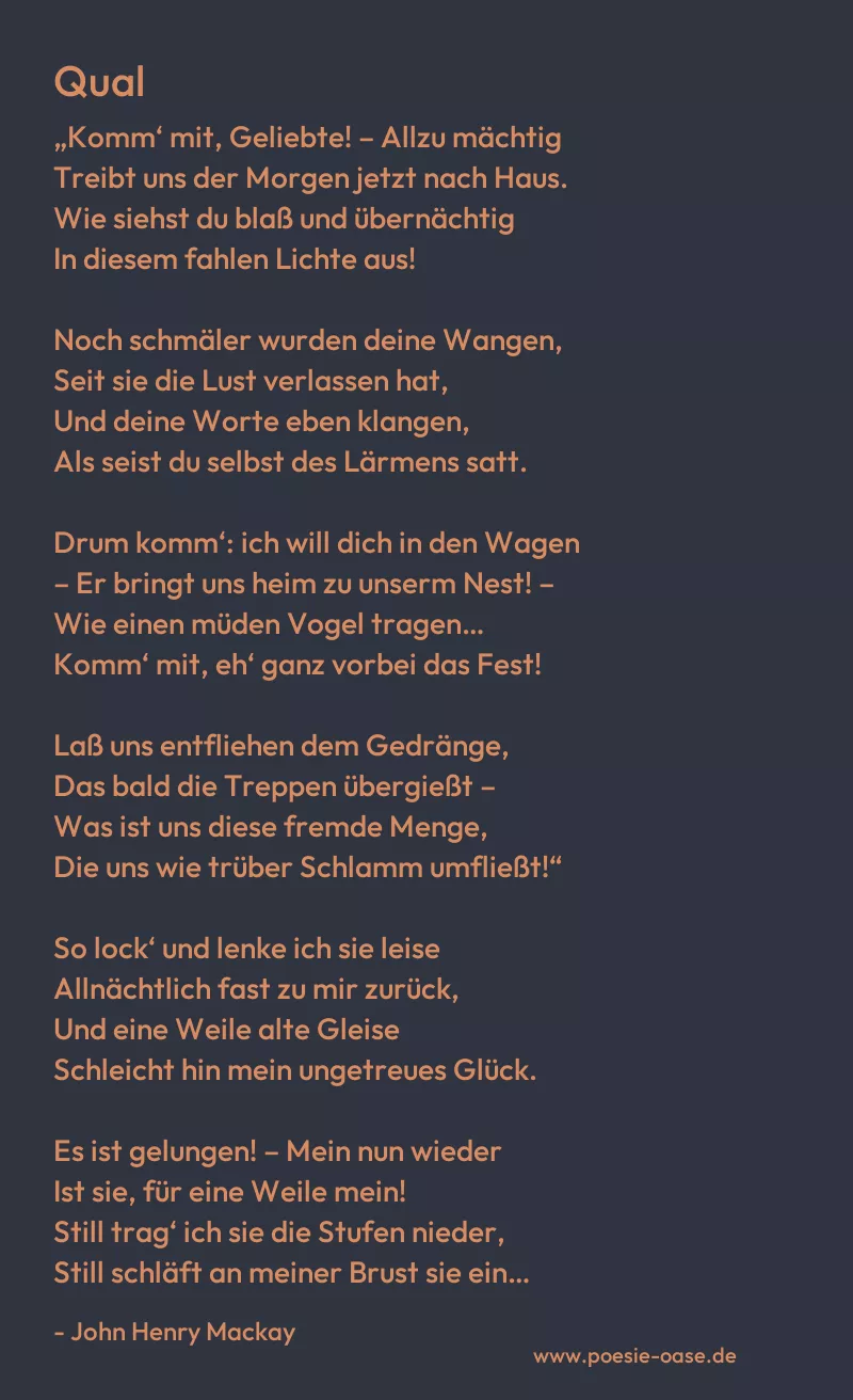 Gedicht: Qual von John Henry Mackay