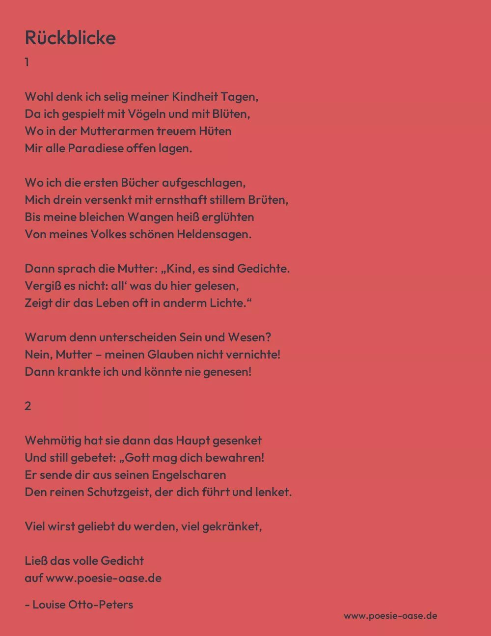 Gedicht: Rückblicke von Louise Otto-Peters