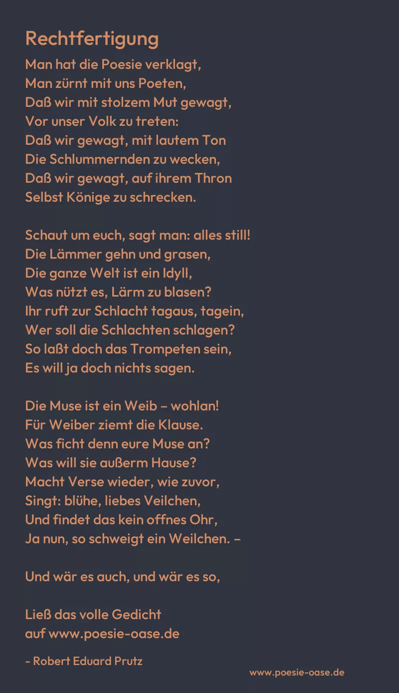 Gedicht: Rechtfertigung von Robert Eduard Prutz