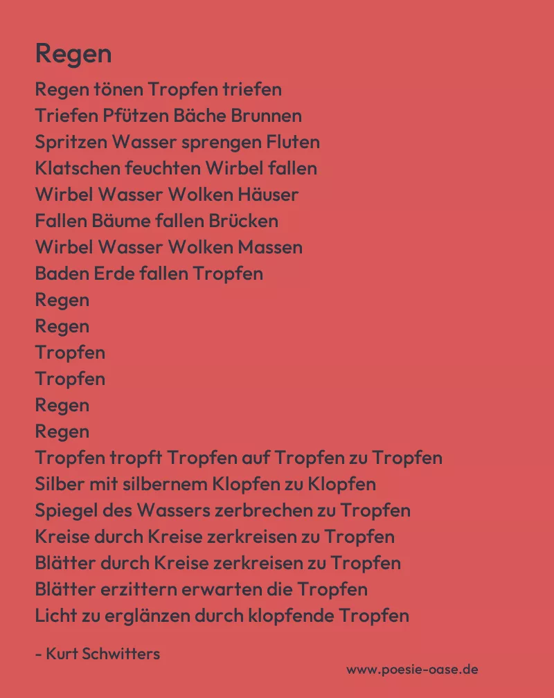Gedicht: Regen von Kurt Schwitters