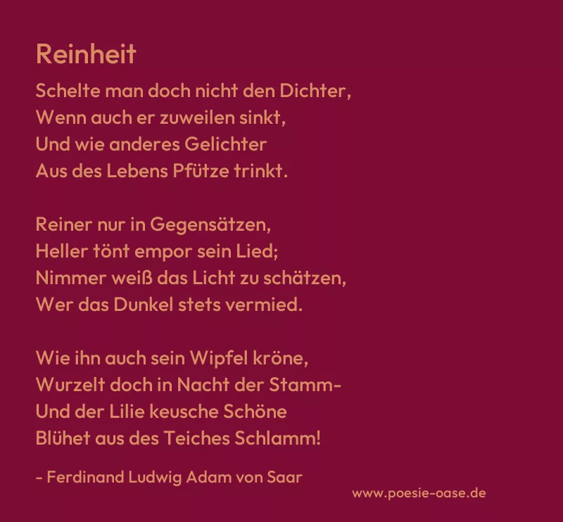 Gedicht: Reinheit von Ferdinand Ludwig Adam von Saar