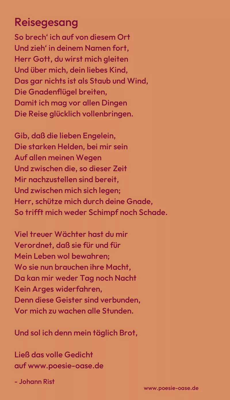 Gedicht: Reisegesang von Johann Rist