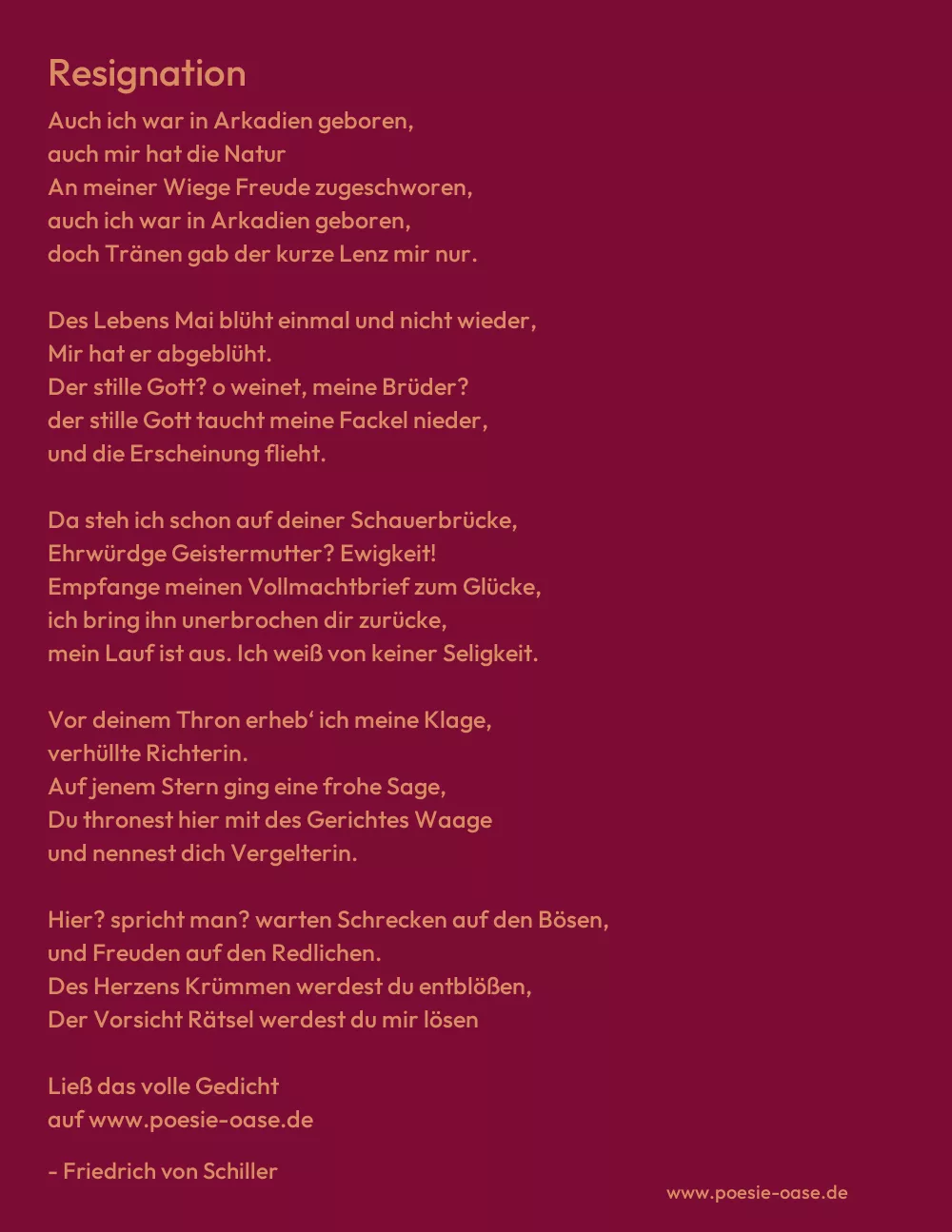 Gedicht: Resignation von Friedrich von Schiller