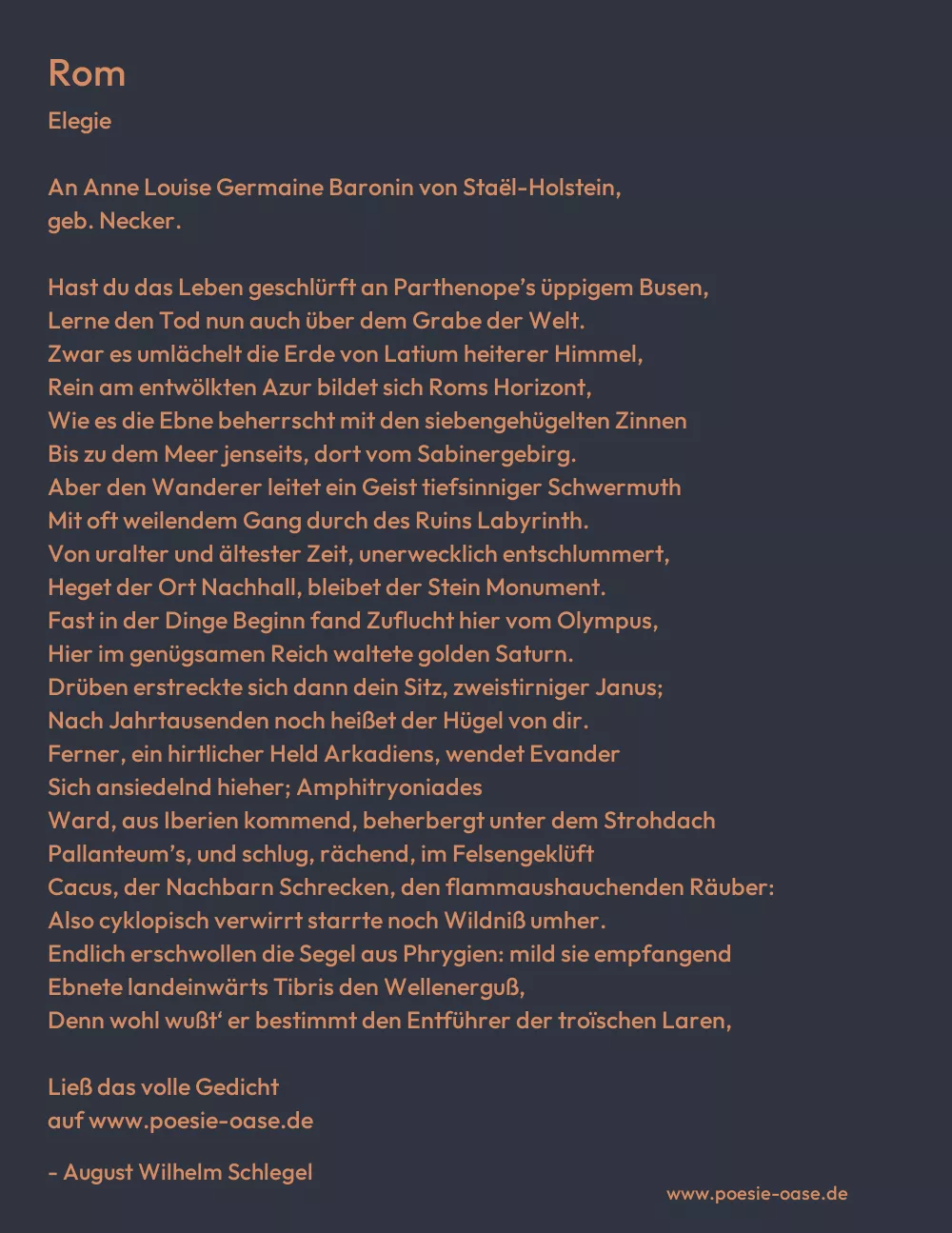 Gedicht: Rom von August Wilhelm Schlegel