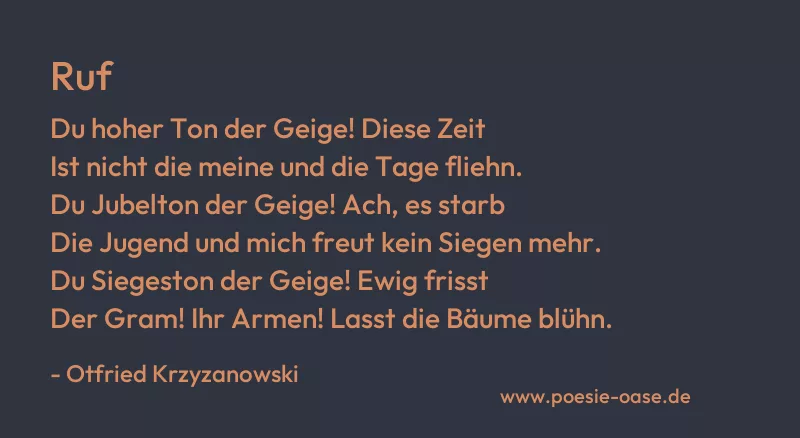 Gedicht: Ruf von Otfried Krzyzanowski