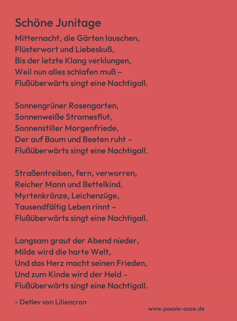 Gedicht: Schöne Junitage von Detlev von Liliencron