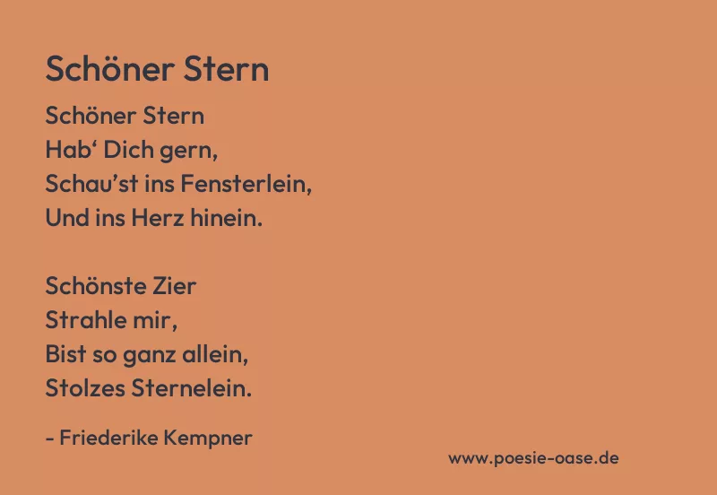 Gedicht: Schöner Stern von Friederike Kempner