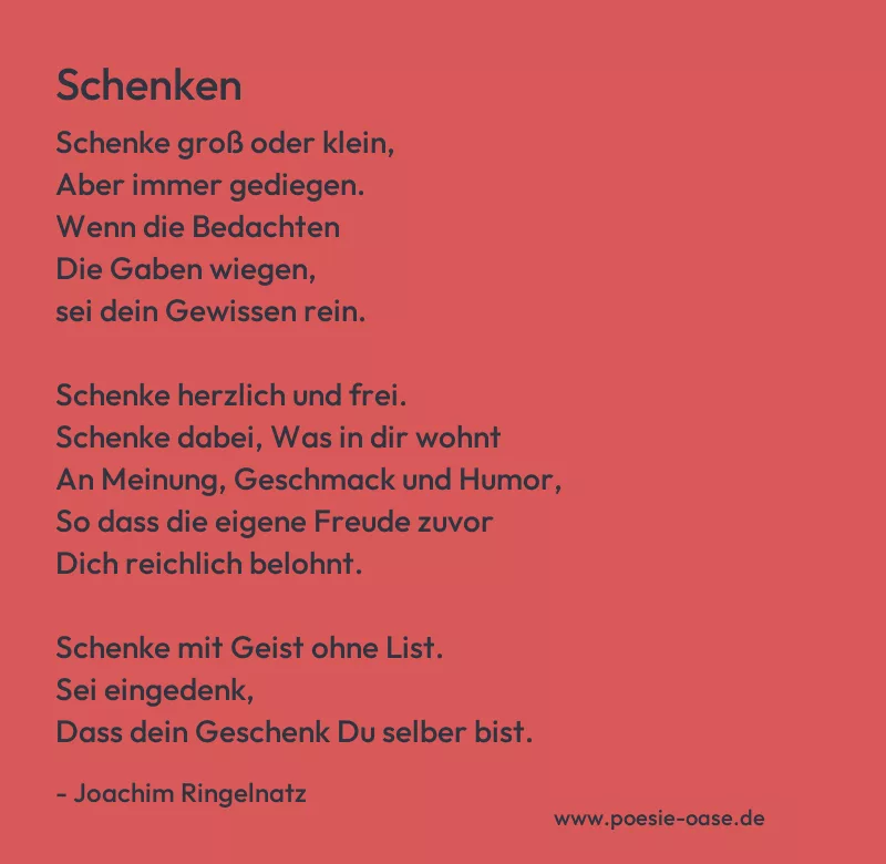 Gedicht: Schenken von Joachim Ringelnatz
