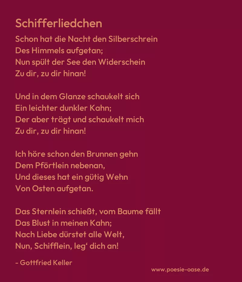 Gedicht: Schifferliedchen von Gottfried Keller