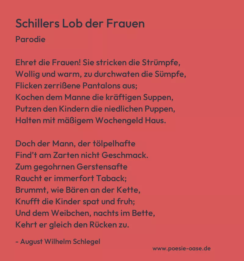 Gedicht: Schillers Lob der Frauen von August Wilhelm Schlegel
