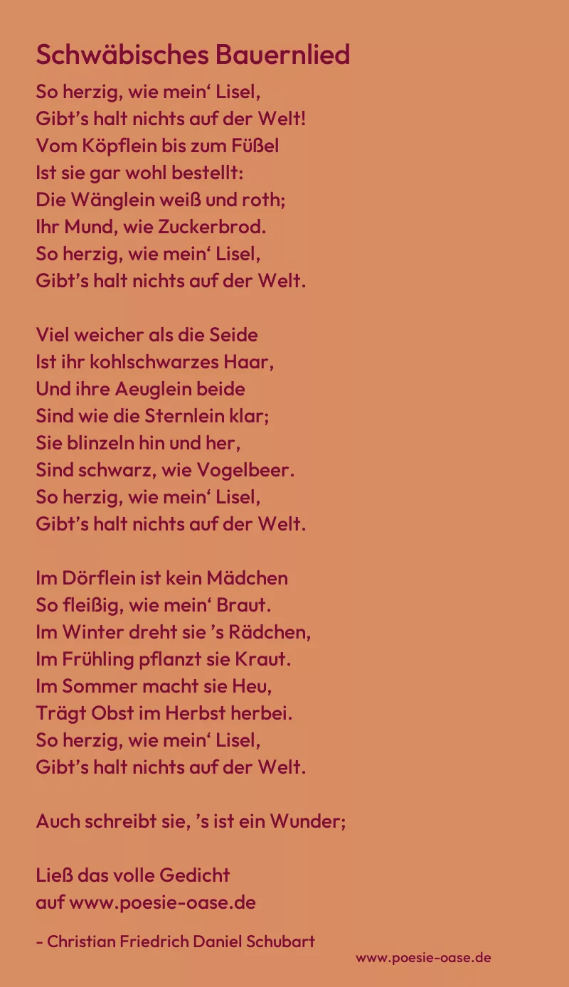 Gedicht: Schwäbisches Bauernlied von Christian Friedrich Daniel Schubart