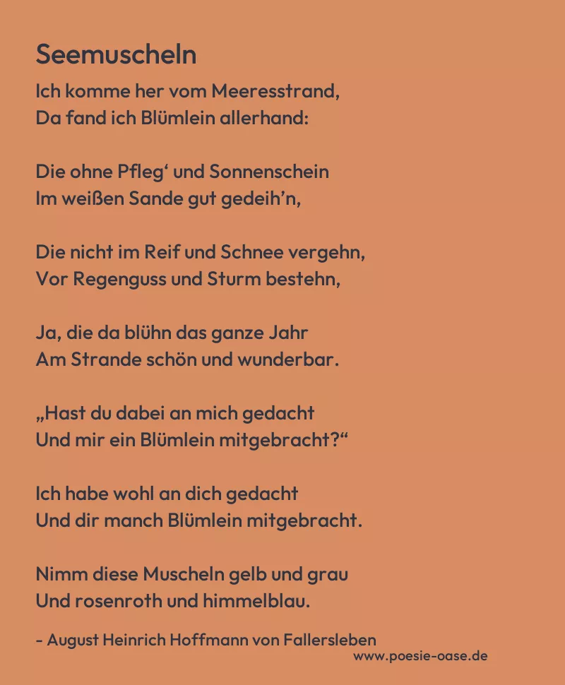 Gedicht: Seemuscheln von August Heinrich Hoffmann von Fallersleben