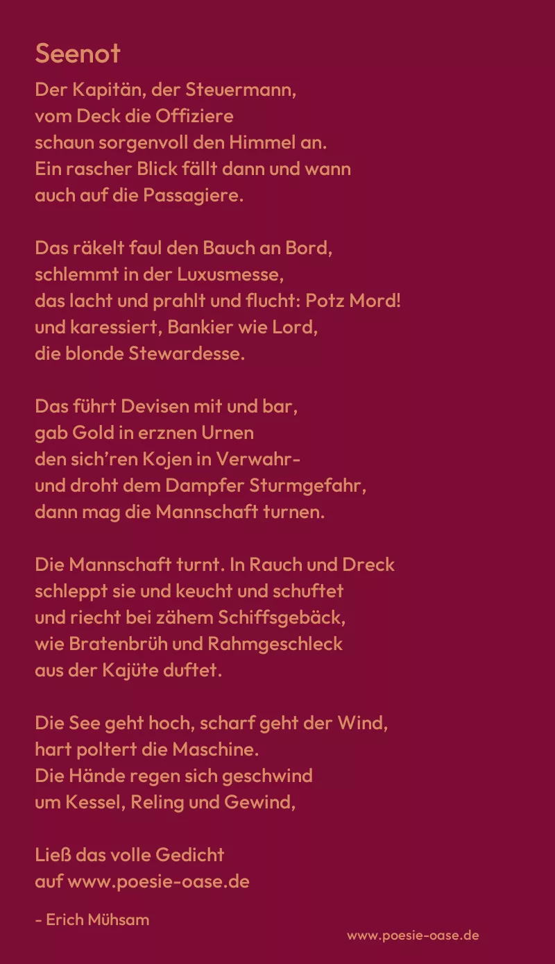 Gedicht: Seenot von Erich Mühsam