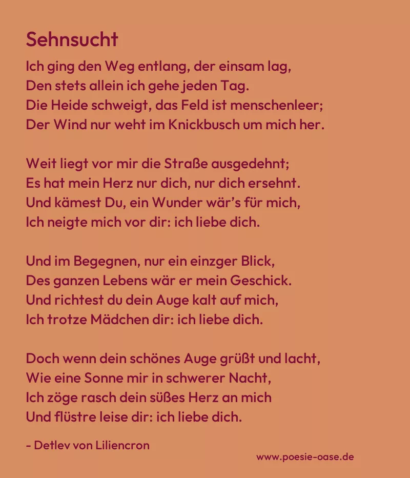 Gedicht: Sehnsucht von Detlev von Liliencron