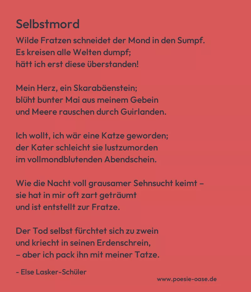 Gedicht: Selbstmord von Else Lasker-Schüler