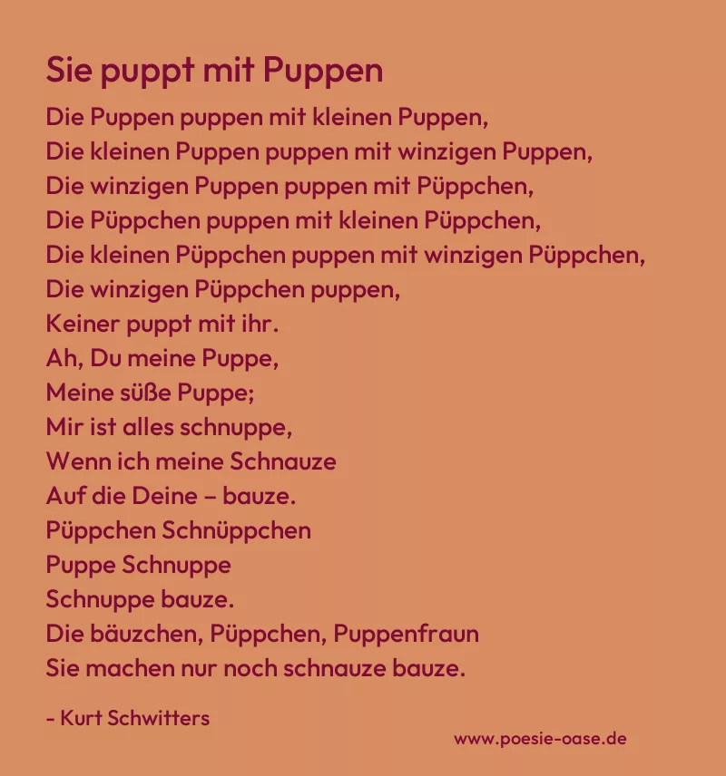 Gedicht: Sie puppt mit Puppen von Kurt Schwitters