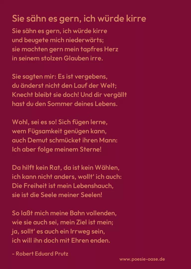 Sie sähn es gern, ich würde kirre