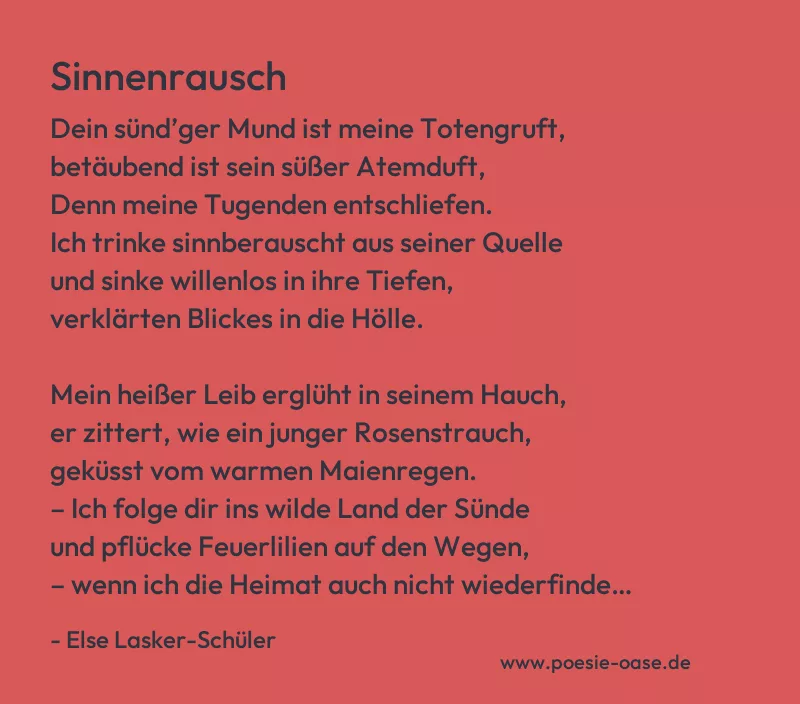 Gedicht: Sinnenrausch von Else Lasker-Schüler