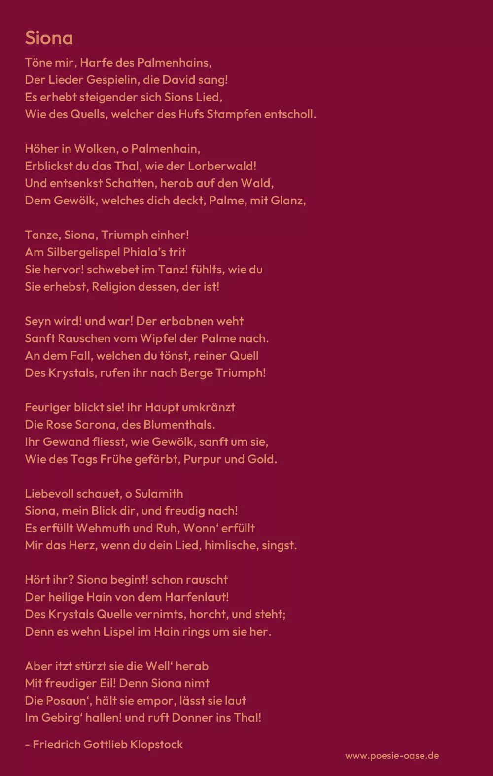 Gedicht: Siona von Friedrich Gottlieb Klopstock