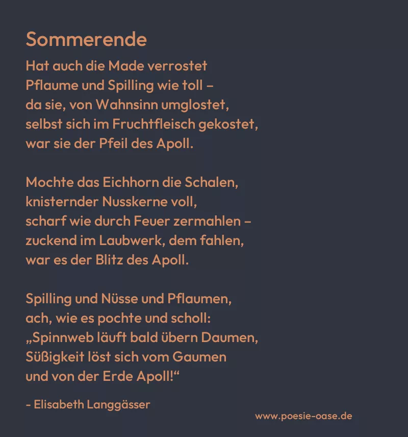 Gedicht: Sommerende von Elisabeth Langgässer