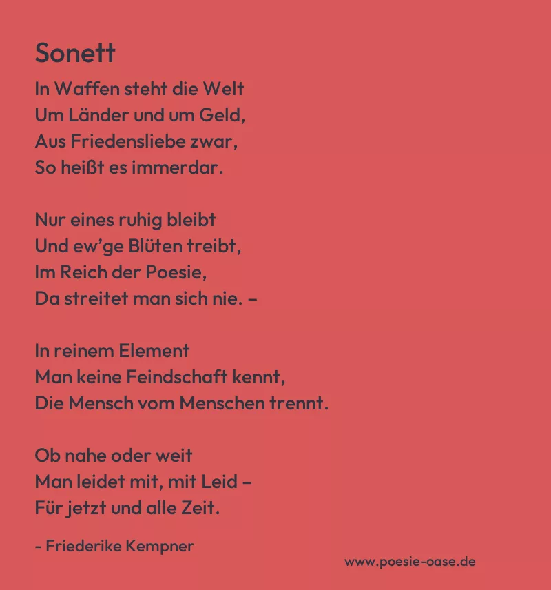Gedicht: Sonett von Friederike Kempner