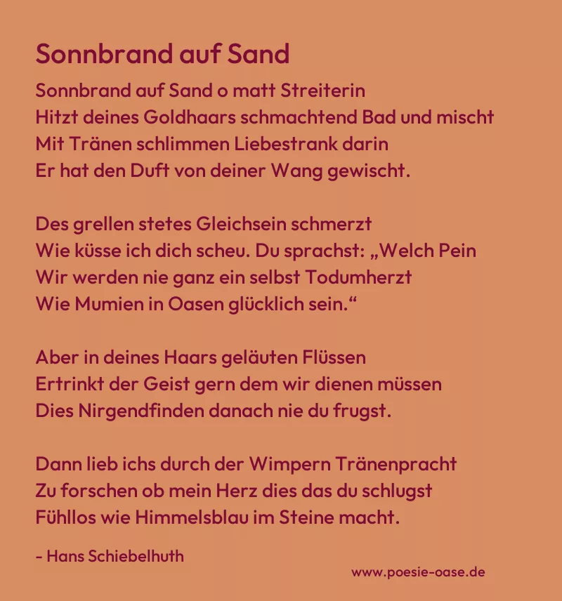 Gedicht: Sonnbrand auf Sand von Hans Schiebelhuth