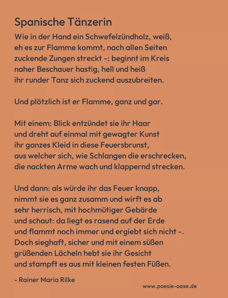 Gedicht: Spanische Tänzerin von Rainer Maria Rilke