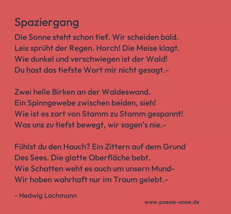 Gedicht: Spaziergang von Hedwig Lachmann