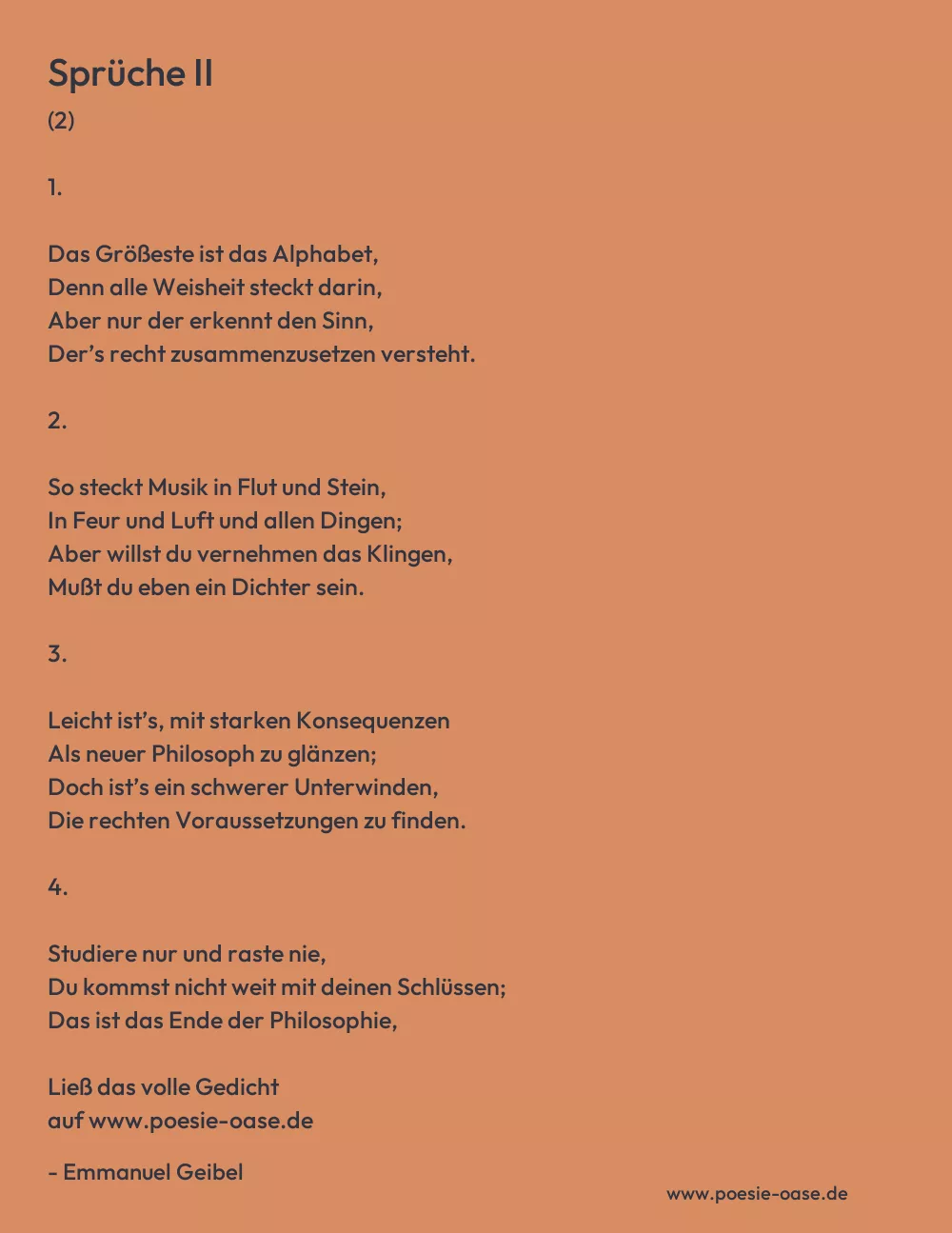 Gedicht: Sprüche II von Emmanuel Geibel