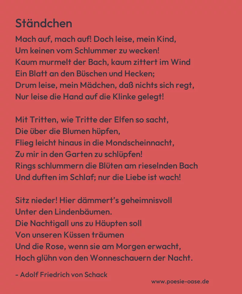 Gedicht: Ständchen von Adolf Friedrich von Schack