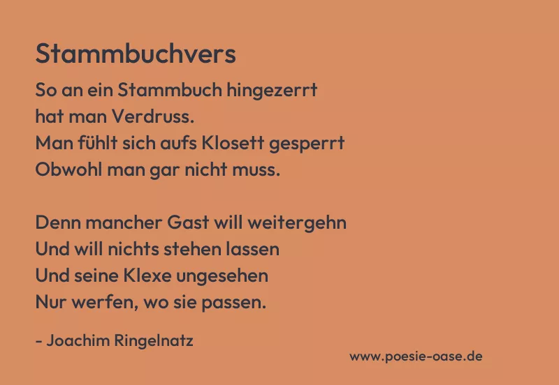 Gedicht: Stammbuchvers von Joachim Ringelnatz